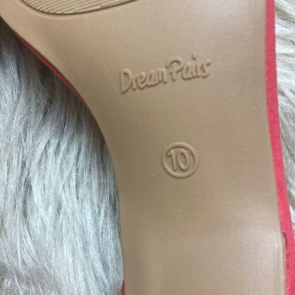 DREAM PAIRS Red Square Open Toe Low Block Chunky Heel Ankle Strap Pump Shoe - Picture 11 of 16